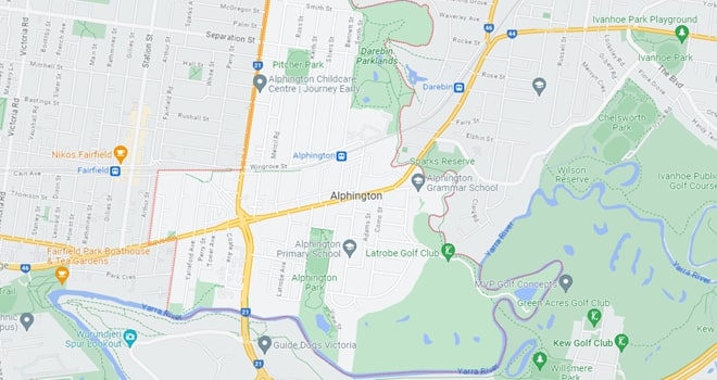 Alphington map area