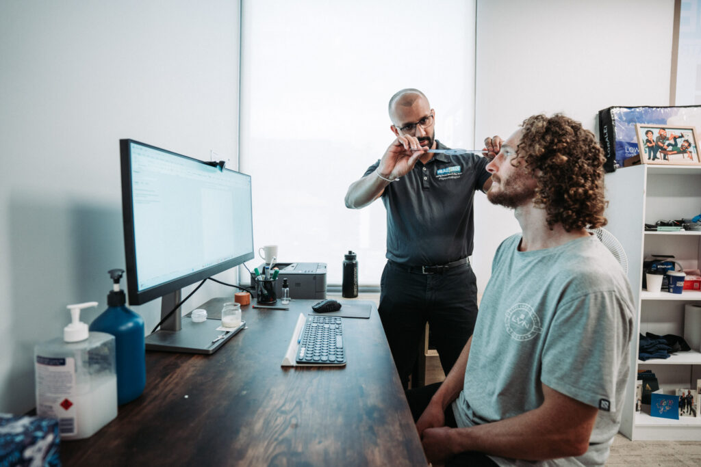Ergonomic assessment for neck pain for office workers by physiotherapist.